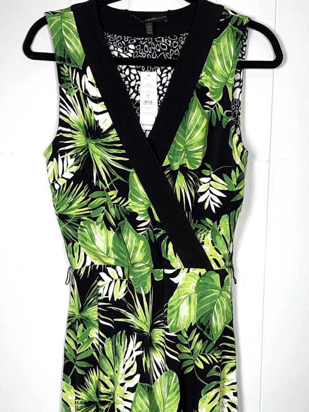 White House Black Market Reversible 2-in-1 MJ Wrap Emerald Palms Amazon Dress 6
